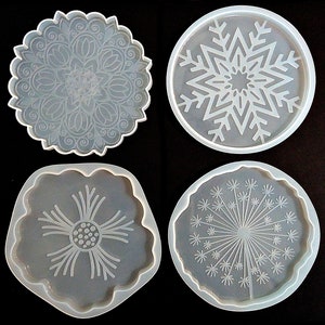Silicone Mold for Resin Coasters, Dandelion, Mandala, Sakura Flower, Snowflake, 5" Wide, Small Trivet