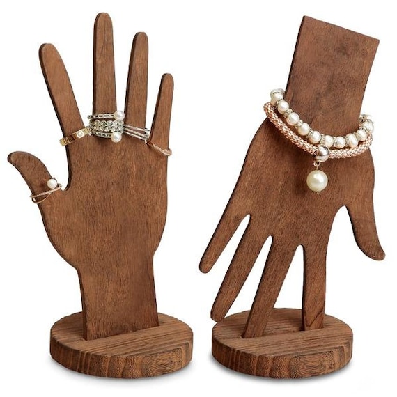 Wooden Hand Ring Jewelry Glove Display