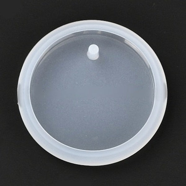 Silicone Mold for Epoxy Resin Crafts, Round Pendant with Beveled Edge, 42mm Diameter