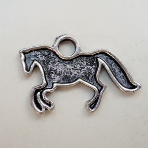 Small Horse Charms - Antique Silver and Black - Set of 10