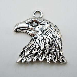 Antique Silver Eagle Head Pendants / Charms - Set of 5