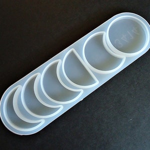 Molde de silicona, fases lunares, molde de resina para manualidades, 6 fases lunares, lunas crecientes, 6,75" de ancho