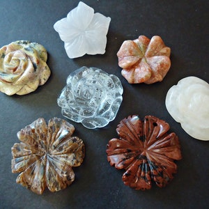 Carved Stone Flower Pendants - 1" Wide, OOAK