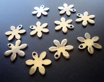 Stainless Steel Flower Charms, 17mm Diameter, Bulk Sets