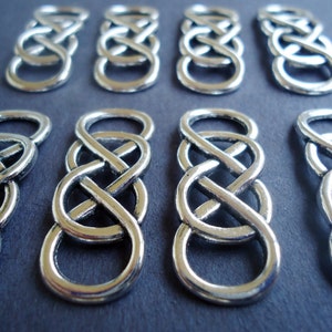 Large Celtic Knot Links - Antique Silver - Set of 8 - 1.5&quot; x .5&quot;