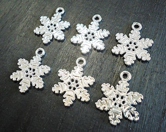 Bright Silver Snowflake Pendants / Charms - 1 Inch - Bulk Quantities