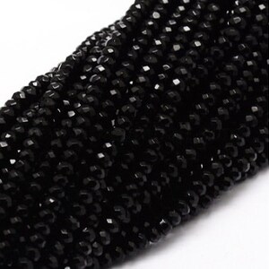 Stone Rondelle Beads - 4x3mm - Black - 14" Strand, approximately 115 beads