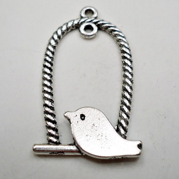 Birdcage Pendants / Charms - Set of 6 - Antique Silver - 1.25" Tall - Small Lot and Bulk Sets Available