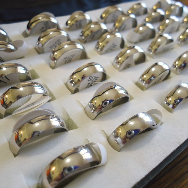 Stainless Steel Ring Blanks, 6mm Band, Size 7, 8, 9, 10, Inner Diameter 17mm - 20mm