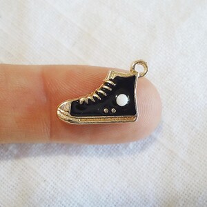 Small Converse Sneaker Shoe Charms, Black and Gold, 1/2&quot; Tall x 5/8&quot; Wide