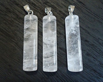 Natural Quartz Crystal Cylinder Column Pendant, 1.5" Tall