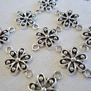 Bali-style Flower Links, Antique Silver, Bulk Quantities, Connectors