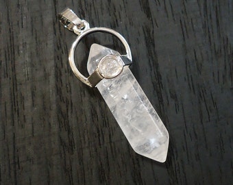 Quartz Crystal Pendant, Double Terminated Crystal, 1.25" Long