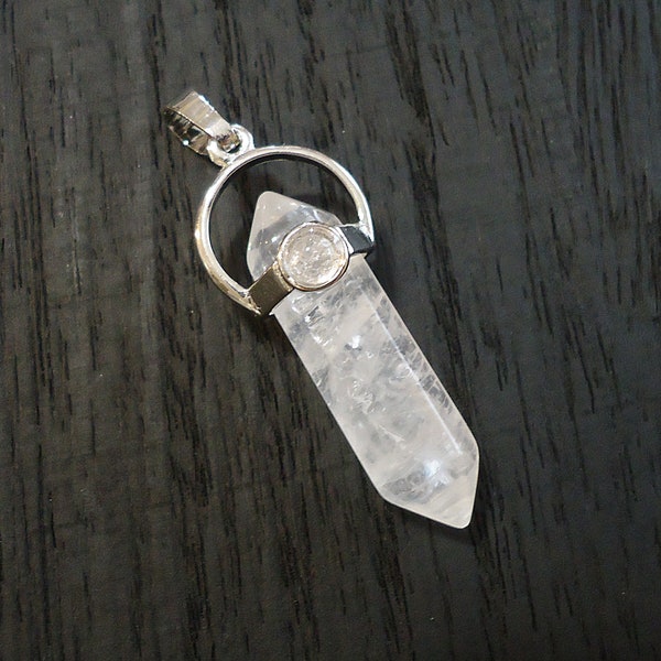 Quartz Crystal Pendant, Double Terminated Crystal, 1.25" Long