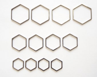 Stainless Steel Hexagon Links, 3 Sizes, 20 Pieces, 12mm, 16mm, 20mm