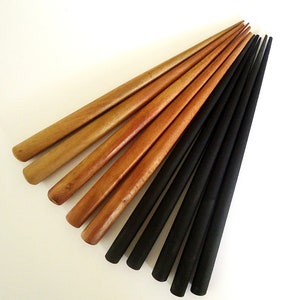 Six Inch Wooden Hair Sticks - Mixed Colors - End Drilled - Set of 10 (5 Black/ 5 Brown)