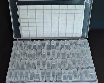 Small Bead Storage - 64 Containers with Case - Seed Beads, Drills, etc.
