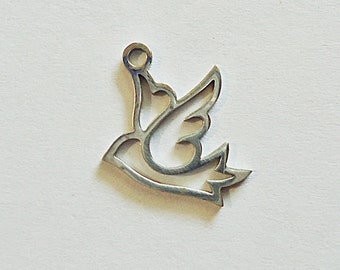 Small Stainless Steel Dove Bird Charms - 18mm x 13mm - Sets of 10