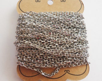 Bulk Unfinished Stainless Steel Chain, 3.7mm Wide, Unsoldered, 10m (33ft)