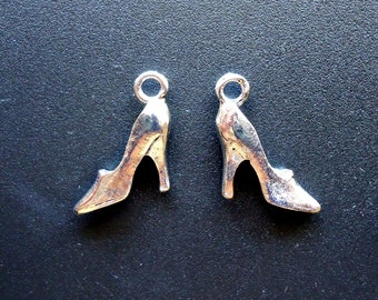 High Heel Shoe Charms - Antique Silver - 3D