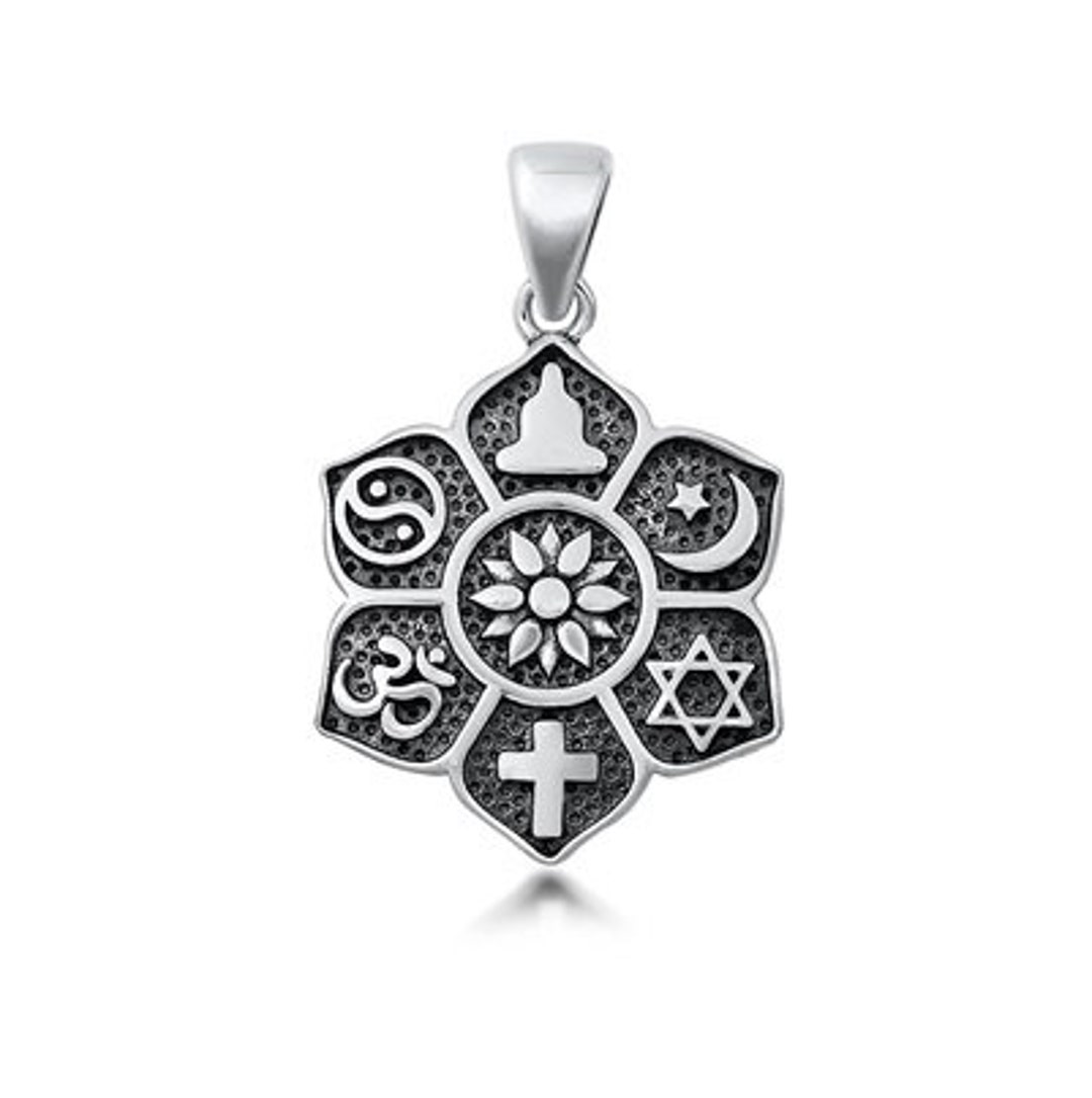 Sterling Silver Religious Symbols Pendant With Soldered Bail Etsy