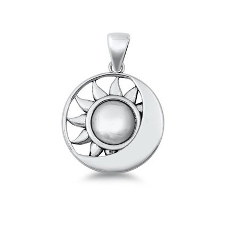 Sterling Silver Sun and Moon Round Pendant - 18mm OR 12mm - Etsy