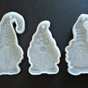 Silicone Molds, Gnomes, Set of 3, Christmas Ornaments, Epoxy Resin Crafts, 2.5&quot; - 3&quot; Tall