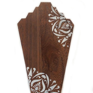 Wooden Easel Necklace Display for 3 Necklaces, Brown Wood with Painted Mandala, Pegs on Back, Multi-Necklace
