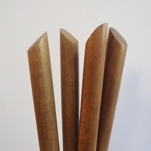 Wooden Hair Sticks, Angled, 6 Inches Long, Brown or Black