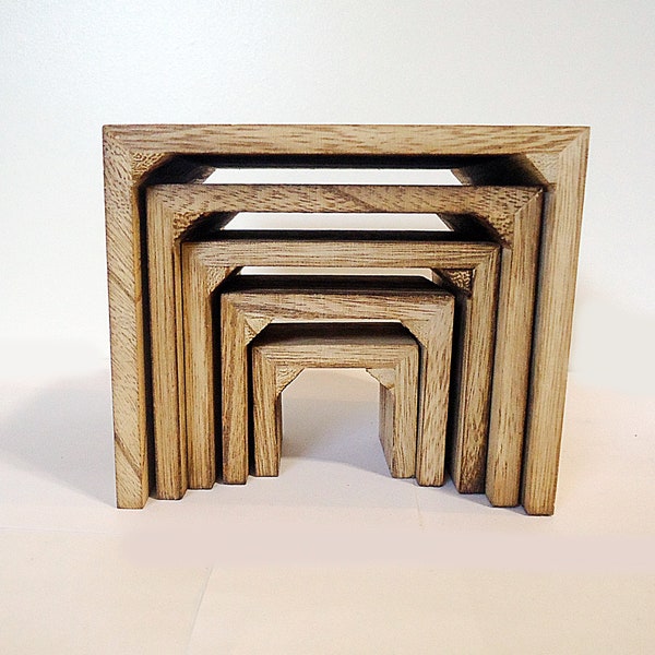 Individual Nested Wooden Risers, Natural, 4.75" Square to 1 7/8" Square