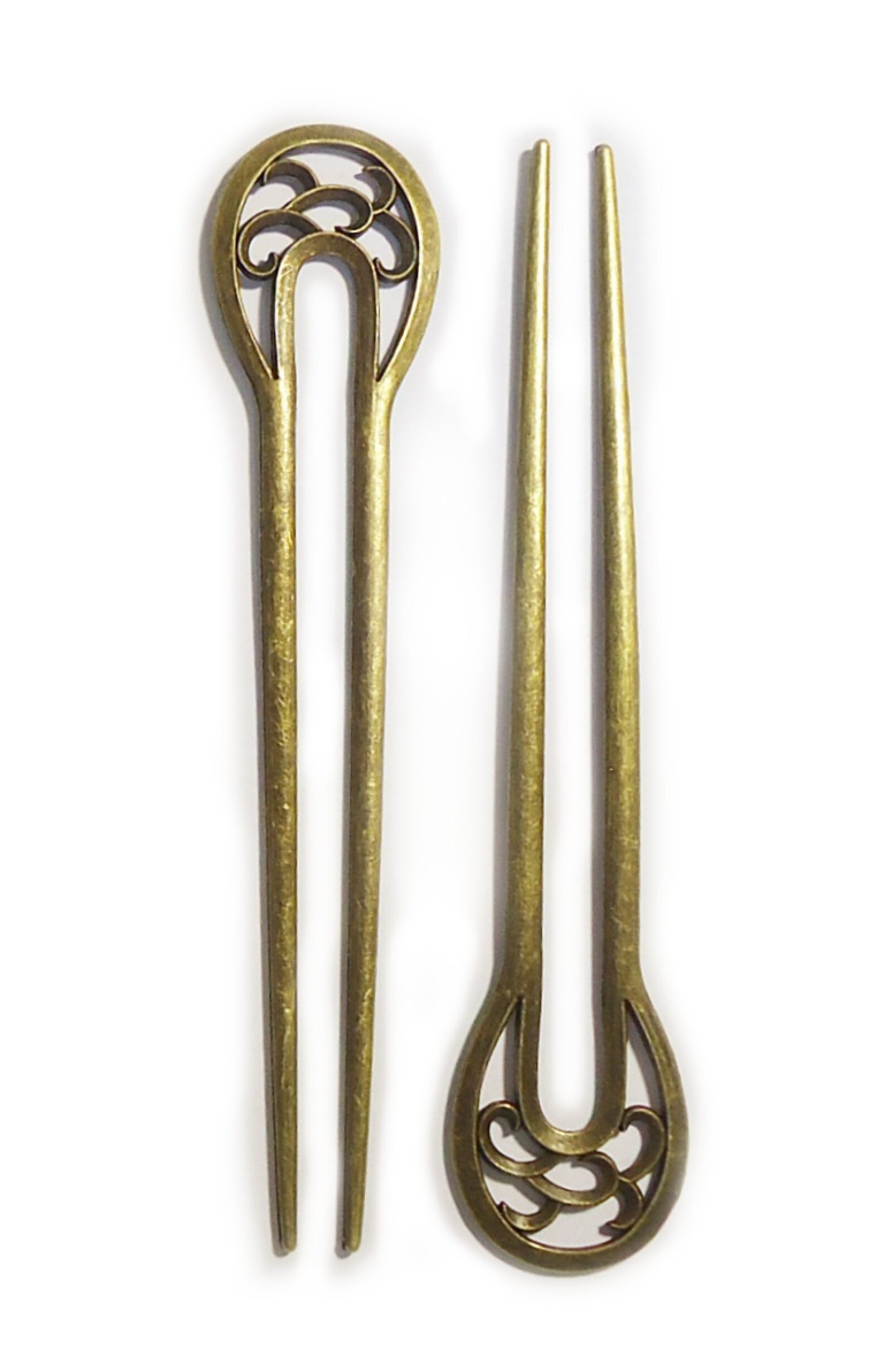 Metal Alloy Hair Sticks Filigree Ushape Hair Pick Hair Fork Etsy