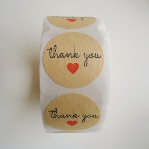 Bulk Stickers, &#39;Thank You&#39;, Kraft Brown, 1 inch Wide, Packaging, Labels