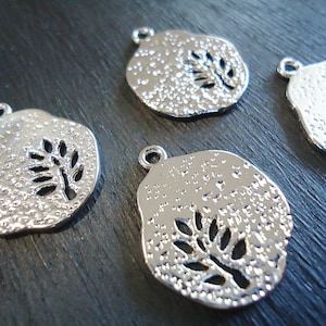 Cutout Tree Pendants - Antique Silver - 3/4&quot; Diameter