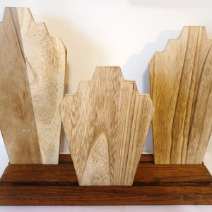 Set of 3 Wooden Necklace Displays with Base Board - 17" Wide, 12" Tall, 11" Tall, 9" Tall