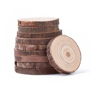 1.5 -2&quot; Wood Slices, Smooth Round with Bark, Crafts, Ring or Small Item Display, Set of 10