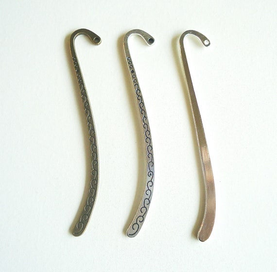 Small Bookmark Blanks, Smooth Silver, Bronze Scrolls, Silver