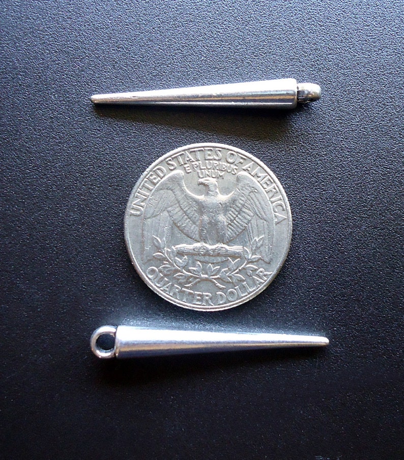 1 14 Long Metal Spike Pendants Charms Antique Silver