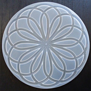 Large Mandala Flower Trivet Silicone Mold, Use with Epoxy Resin, 8 Inches Across