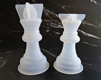 Silicone Mold Chess Pieces, 3D, Full Size, King and Queen, for Epoxy Resin Crafts