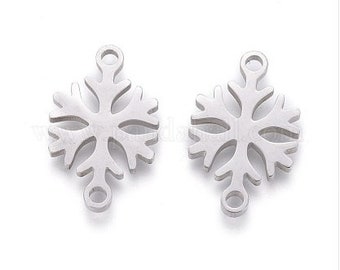 Stainless Steel Snowflake Links, Set of 10