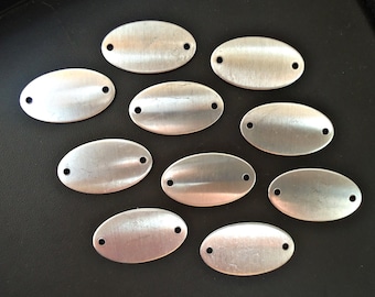 BULK - Small Oval Aluminum Stamping Blanks with 2 Holes - 1 3/8" x 3/4"