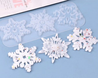 Silicone Mold, 3 Snowflake Ornaments, Resin Casting Mold, Resin Casting Mold, UV or Epoxy Resin, 9" x 3"