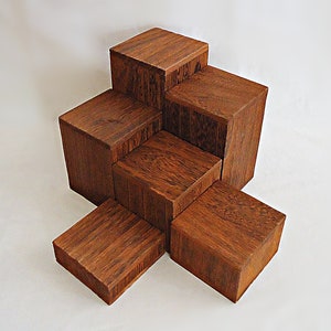 Individual Wooden Risers, 3" Square, 1"-6" Tall, Hollow, Brown, Bracelet and Small Item Display