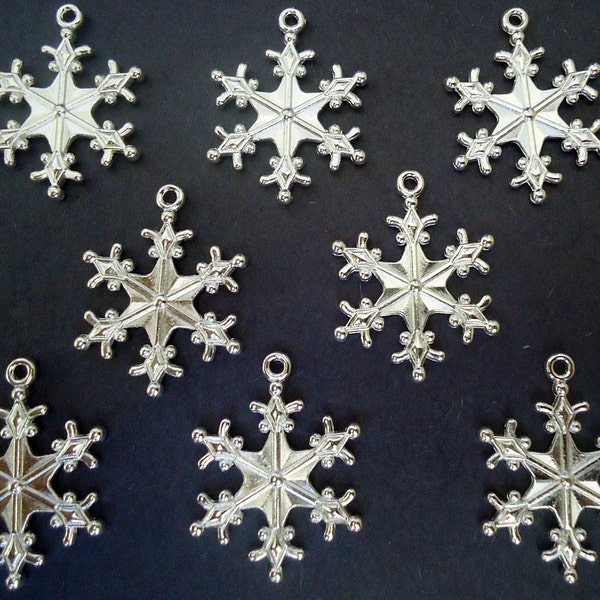 Bright Silver Snowflake Pendants / Charms - 1 Inch - Bulk Quantities