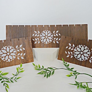 Set of 3 Wooden Earring Display Boards, Brown, Holds 12 pairs of earrings, Handpainted Flower Vines