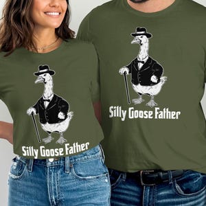 Silly Goose Father T-Shirts, Funny Duck Tee, Dapper Goose Gift, Animal Lover Shirt, Unique Goose Design, Goose Apparel, Dad Gifts