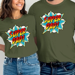 Koszulki Super Dad, Koszulki w stylu komiksowym, Prezent na Dzień Ojca, Koszulki Superbohaterów, Prezent dla Taty, Prezent Urodzinowy dla Taty