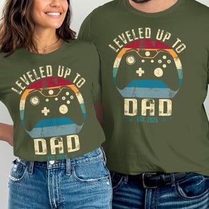 Leveled Up to Dad 2025 T-Shirts, New Dad Shirt, Gamer Dad Gift, Retro Dad Tee, Expecting Dad TShirt, Future Dad 2025, Fathers Day Gift