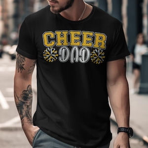 Cheer Dad T-Shirt, Father Cheerleading, Sporty Dad Tee, Cheer Squad Papa, Parent Supporter Outfit, Gift for Cheer Dad, Pom Pom Tee