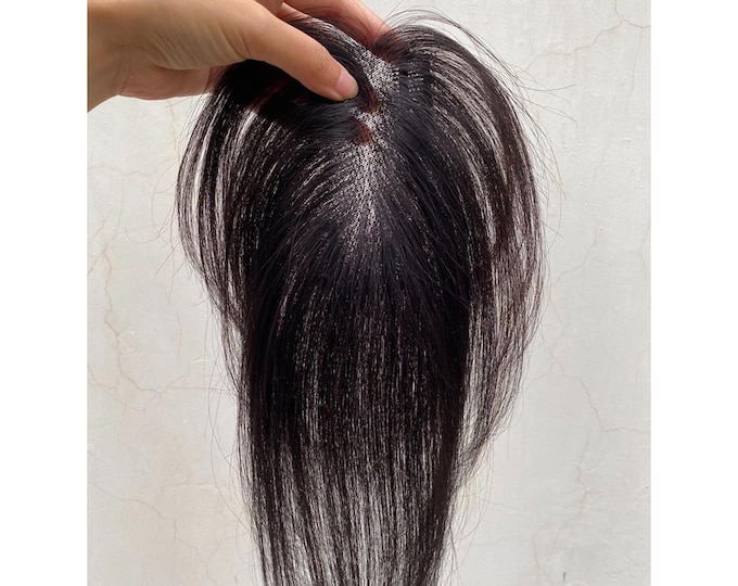 Women's Breathable Handmade Human Hair Piece, Swiss Mesh Wig Hair Piece, Suitable For Thinning Hair Or Hair Loss, Daily Wear Wig Piece
